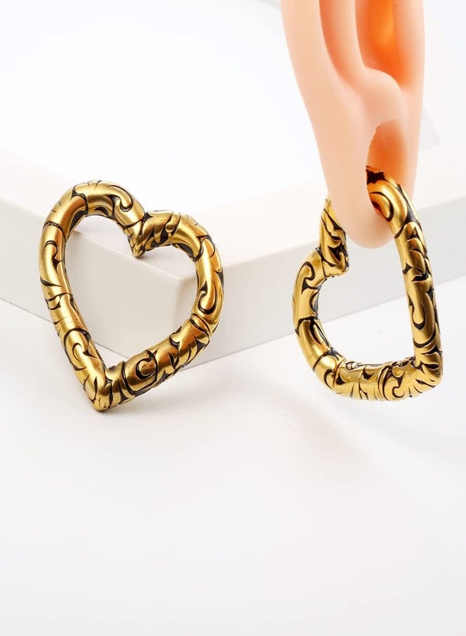 Earblity 2PCS Gold Printed Heart Ear Weights Piercing Ear Plugs Tunnels For Stretched Ears Lobe Hypoallergenic 316 Stainless Steel Ear Gauges Body Jewelry Stretchers 5mm (4g) - Image 5